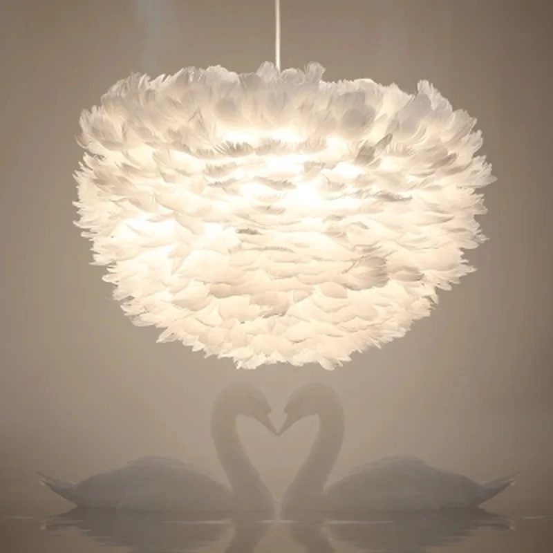 

Modern white nature Goose feather Pendant Lights romantic E27 led pendant lamps for home lighting restaurant bedroom living room