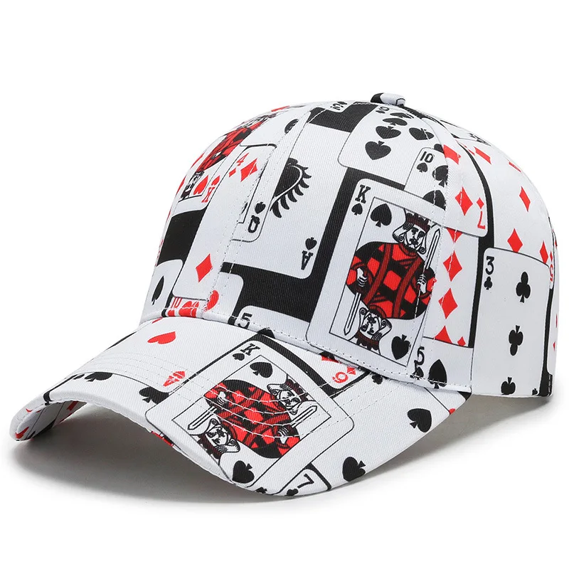 Printed baseball cap, Korean version, trendy street hat, hip-hop poker hat, outdoor hat