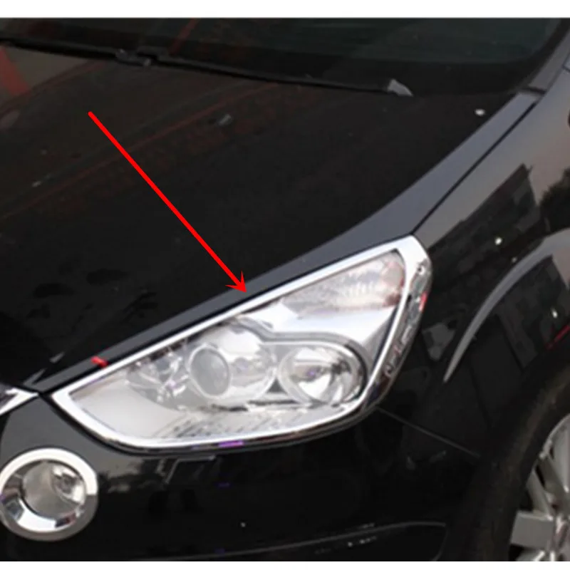 Car Styling Chrome Head Light Cover Trim For Ford S-MAX