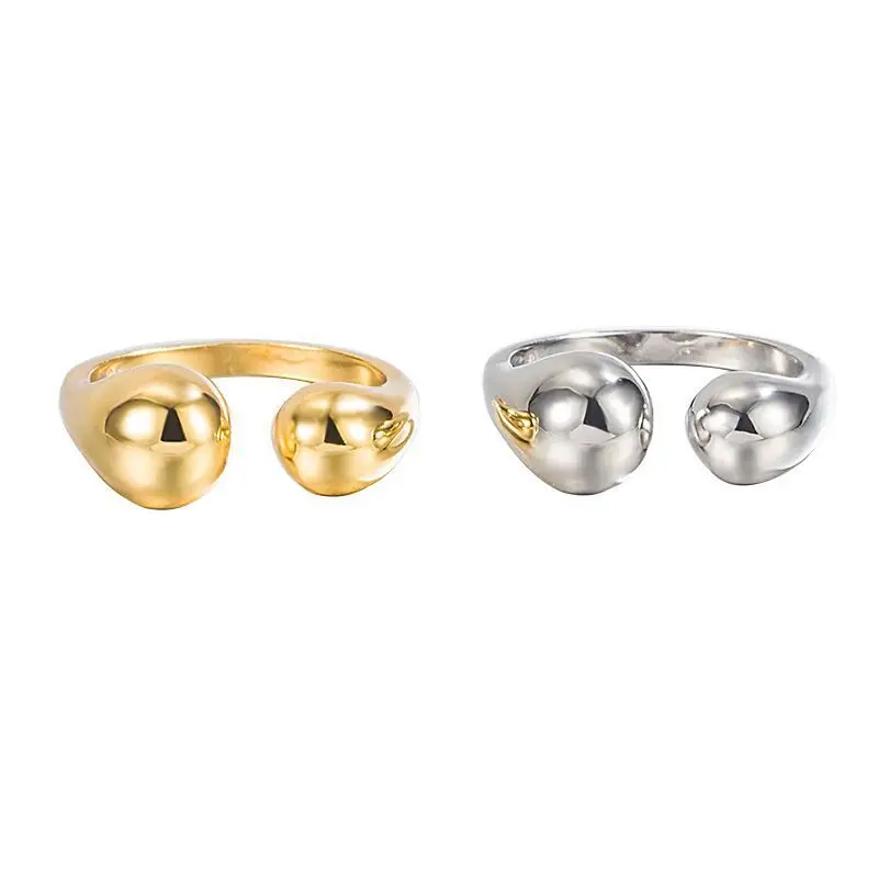 PANGJERY Gold Color Prevent Allergy Water Droplets Geometry Opening Rings for Women Fashion Exaggerated Jewelry Gift