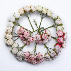 6pcs MINI Tea Roses Bouquet Diy Gifts Candy Box Home Decoration Accessories Wedding Decorative Wreaths Artificial Flowers Cheap