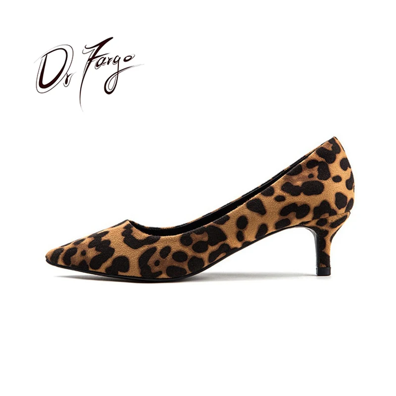 DRFARGO 2023 Shoes Women Leopard OL shoes Classic Thin&Thick Heel Low Heel soft sole Shallow mouth Femme Chaussure size 33-41