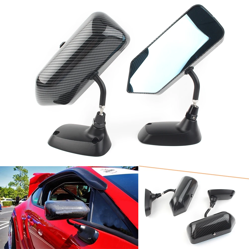 F1 Style Universal Auto Side Blue Rearview Mirror Metal Bracket Carbon Fiber Styling Left & Right 2PCS