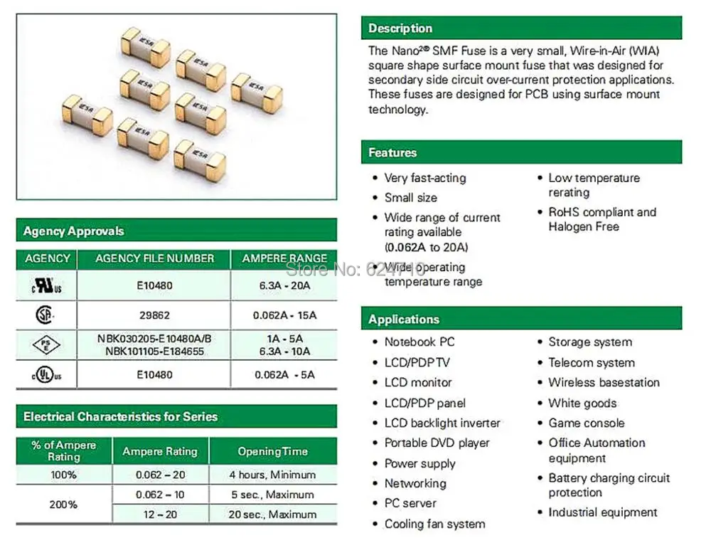 0451 2410/1808 SMD-Sicherungen LF 62mA~15A 250mA 315mA 400mA 1A 1,6A 2A 3A 3,15A 4A 5A 6,3A 7A 10A 12A SMF Einweg-Keramiksicherungen – Detail 1