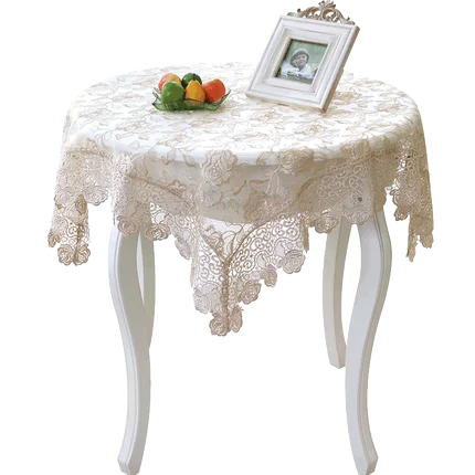 New Full Hollow Embroidered Tablecloth Water Soluble Lace Hem European Style Cover Washable Table Cloth for Tea Table