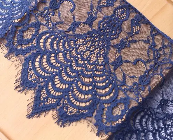 DIY Exquisite Classic Eyelash Lace Decoration, Embroidery Lace Fabric, 24cm Width, Off White, Black, RS673, 6m per Pack