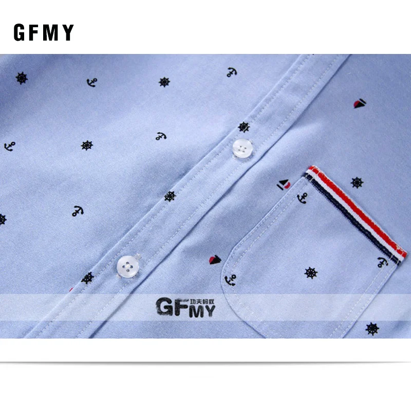 GFMY 2020 Spring Autumn Fashion Full Sleeve Printed Anchor Auspicious Pattern Boy Shirts 1511 3T-12T Kid Casual Clothes