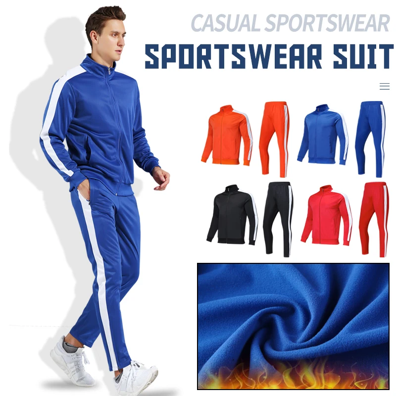 Halloween Tracksuit Men\'s Sportswear Jacket Orange Tracksuit Football Training  Set Long Sleeve Stand Full Zipper Top and Pants