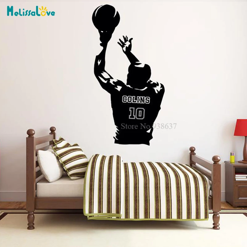 Playing Basketball Wall Sticker Custom Name Number Sports Teen Kids Boy Bedroom Home Decor Vinyl Wall Decal Personalised BB214