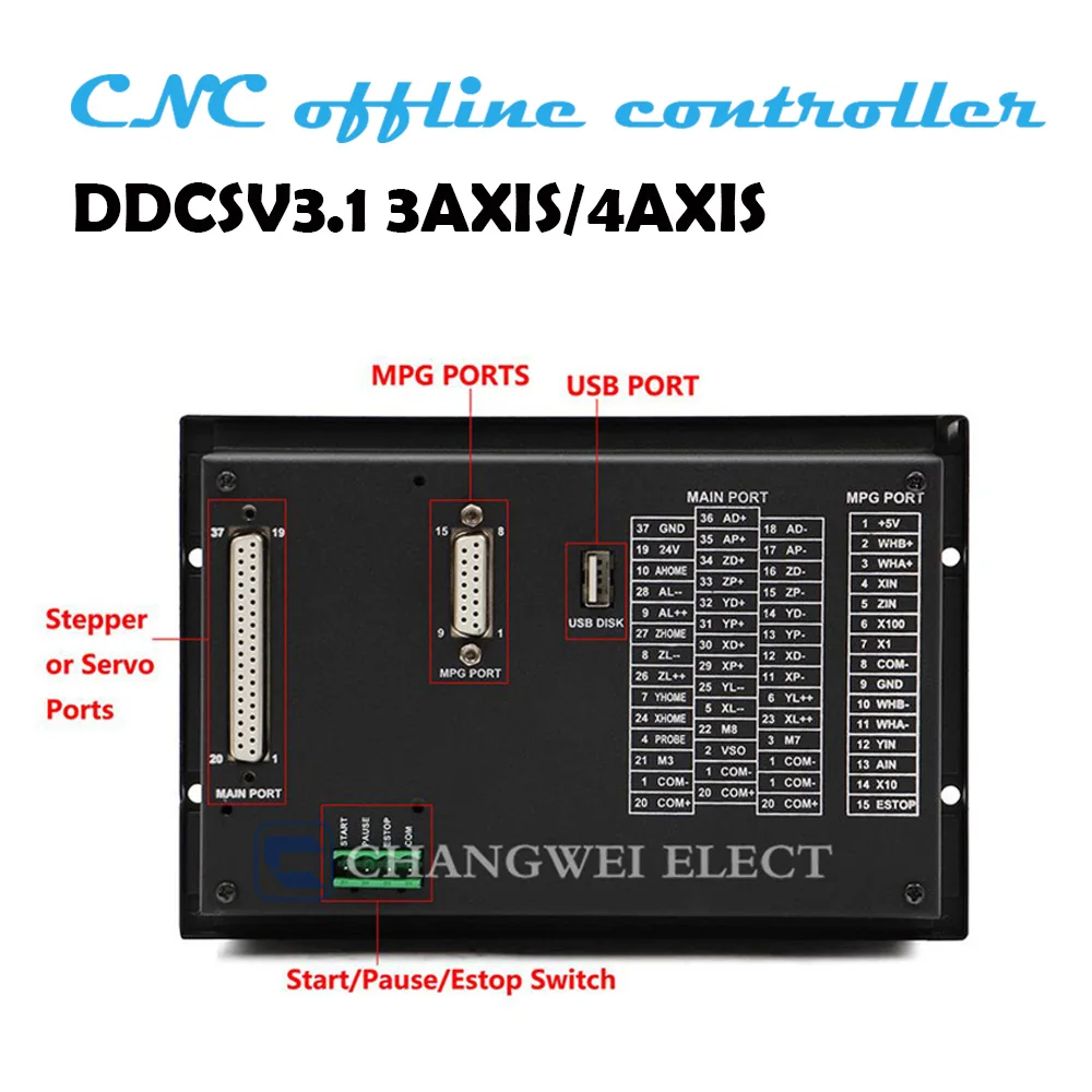 Offline controller ddcsv3.1 3/4 axis 500khz g code replaces MACH3usb CNC controller handwheel for drilling and milling