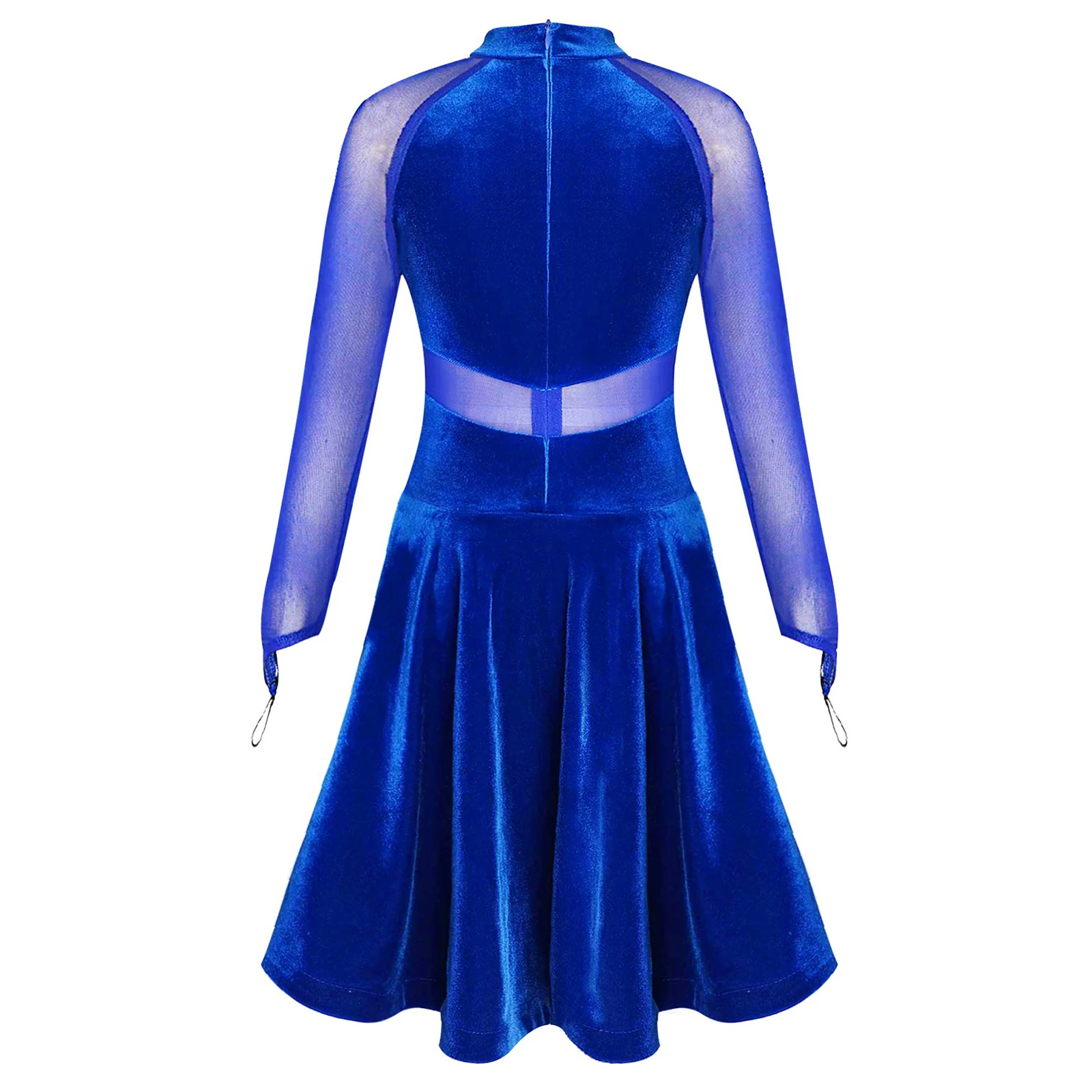 Figure Skating Dress Competition Ice Skating Skirt for Girl Kids Ballet Gymnastics Leotard Dress Long Sleeve Latin Dance Wear