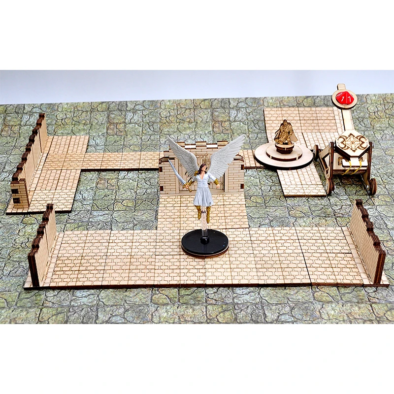 Piastrelle per pavimenti quadrate in pietra Dungeon (Set di 24) in legno tagliato al Laser D & D terreno modulare 1 \