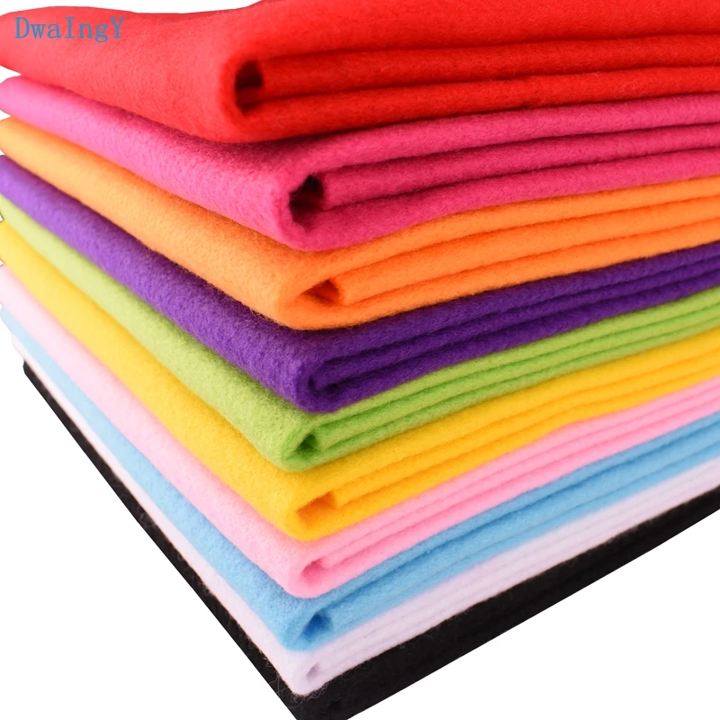 10pcs/lot 1.5mm Thickness Non Woven Felt Fabric Polyester Soft Felt  Home Decoration Pattern Bundle For DIY Sewing Dolls Crafts