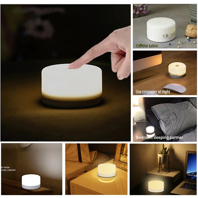 Dimmable LED Night Light Touch Sensor Kids Lights Lamp For Baby Room Desktop Decor Bedroom Bedside Nursery Lamp Battery Powered