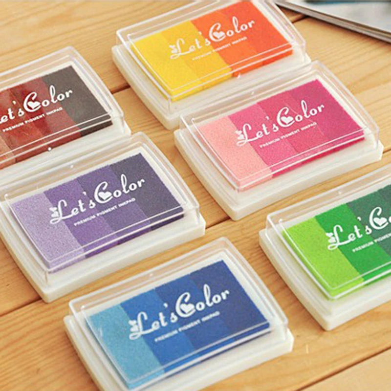 Creative Scrapbooking Inkpad For Stamp Gradual Change Colorful Inkpad Stamps DIY Handcraft Decoration Ink Pad Eco-friendly