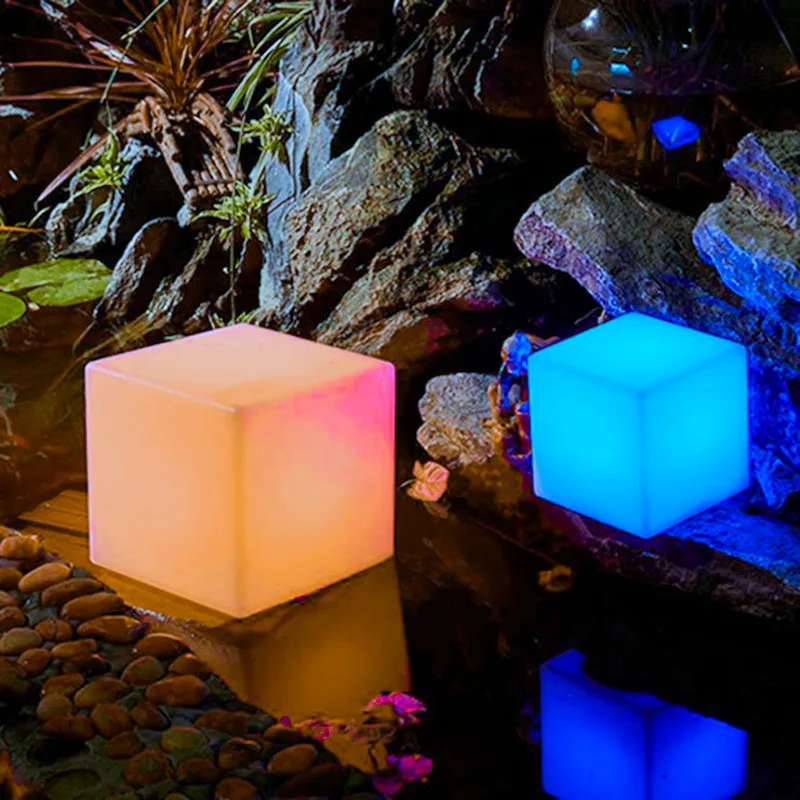 Outdoor Waterproof USB Charging Rechargeable Color Changing LED Cube Seating Garden Lights Landscape Lamp with Remote for Party