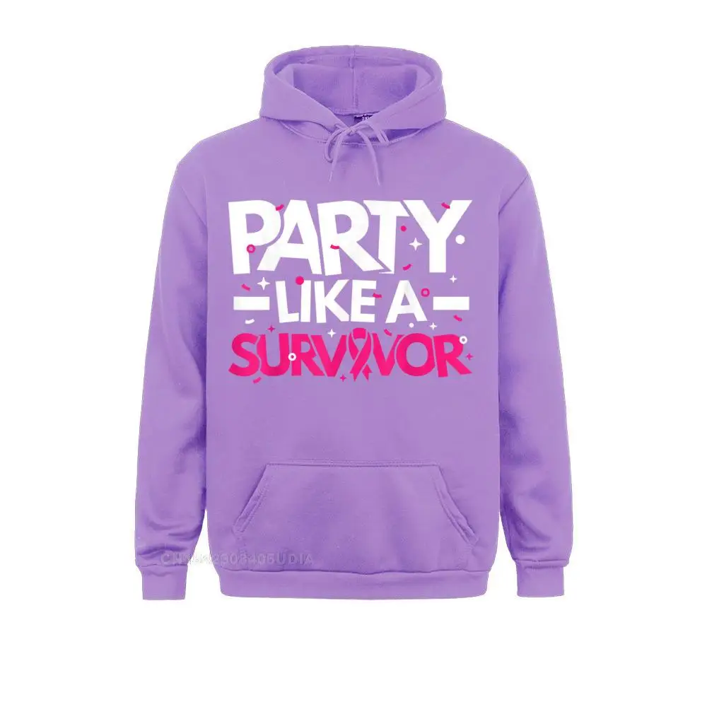 Party Like A Survivor Funny Breast Cancer Awareness Shirt Sweatshirts Long Sleeve Rife Men Summer Hoodies Printed On Hoods