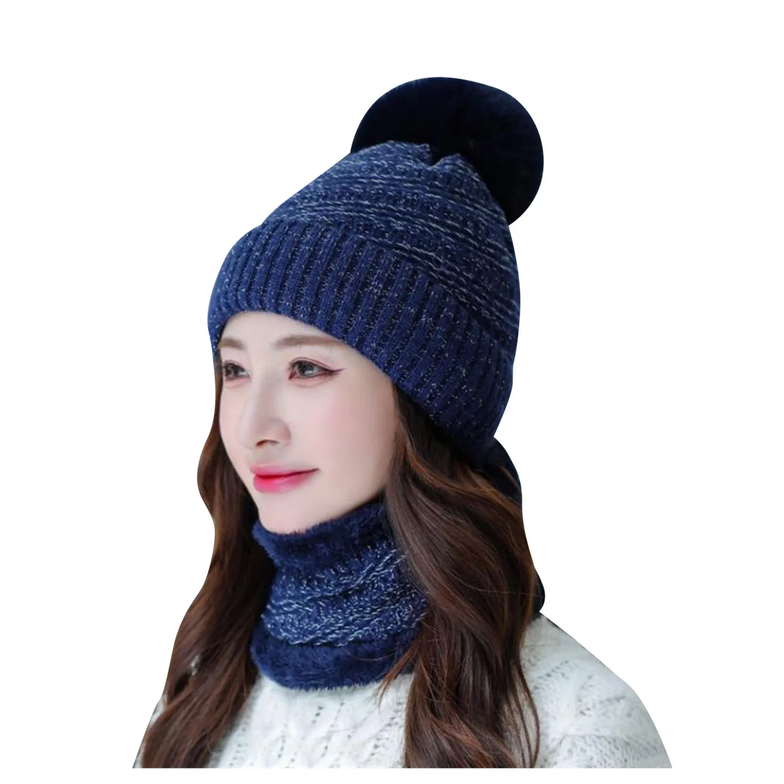 Mode Vrouwen Cap Herfst Winter Fietsen Warm Effen Sjaal Hoed Sets Dames Dikke Knit Soft Mutsen Шапка Женская Зима 2021