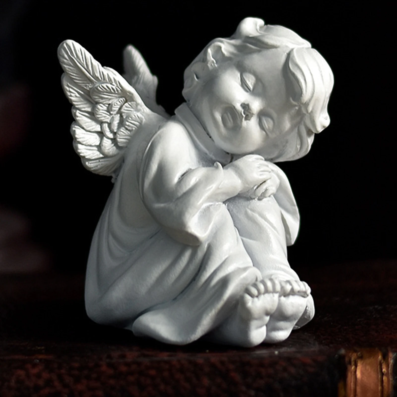 Napping Angle Sculpture Desktop Cute Resin Decorative Statue European Retro Flower Fairy For Garden Home Decoration Gifts