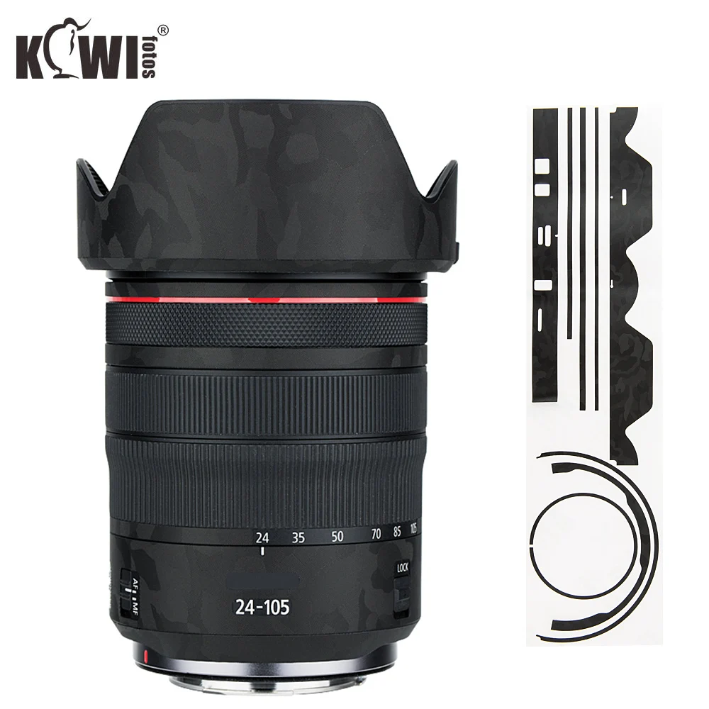 Anti-Slide Lens and Lens Hood Cover Film For Canon RF 24-105mm F4L IS USM Lens & EW-83N Lens Hood Skin 3M Sticker Shadow Black