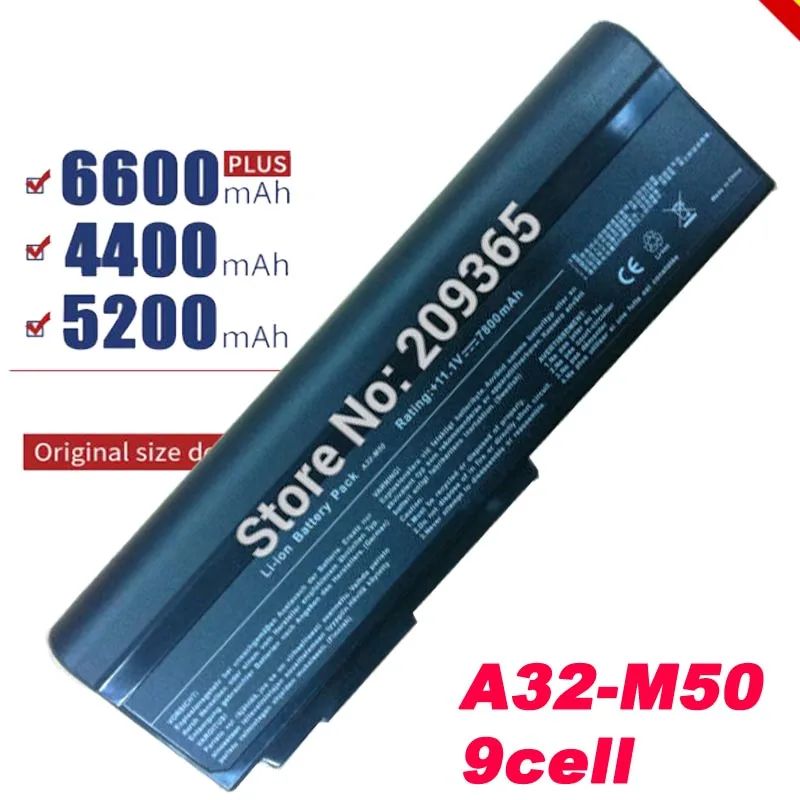 7800mAH Laptop Battery for Asus N53 A32 M50 M50s N53S N53SV A32-M50 A32-N61 A32-X64 A33-M50 Free