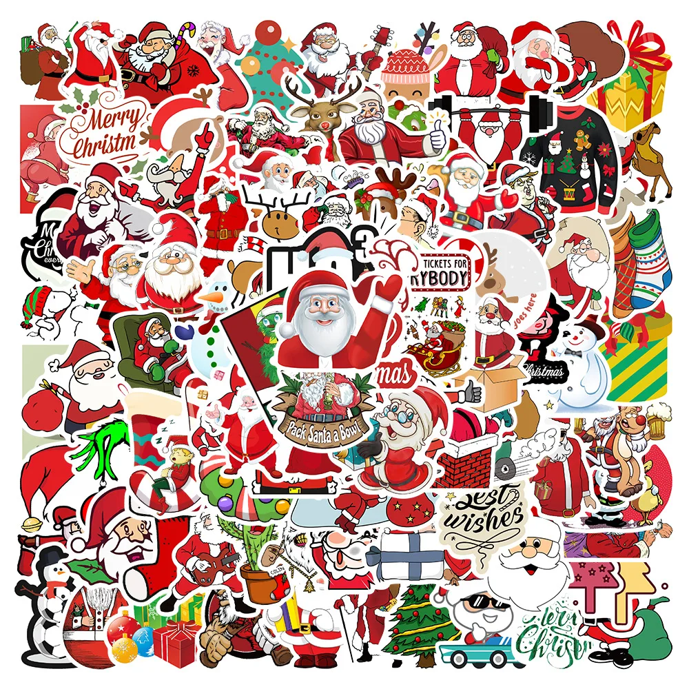 10/30/50/100PCS Cartoon Cute Santa Claus Christmas Graffiti Stickers Scooter Laptop Guitar New Year Decoration Decals Sticker F5