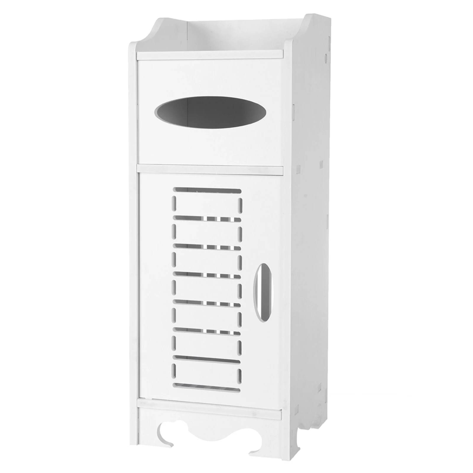 (Waterproof Single Door Bathroom Cabinet White Bathroom Cabinet  (21 x 21 x 55)cm (L x W x H) US Warehouse