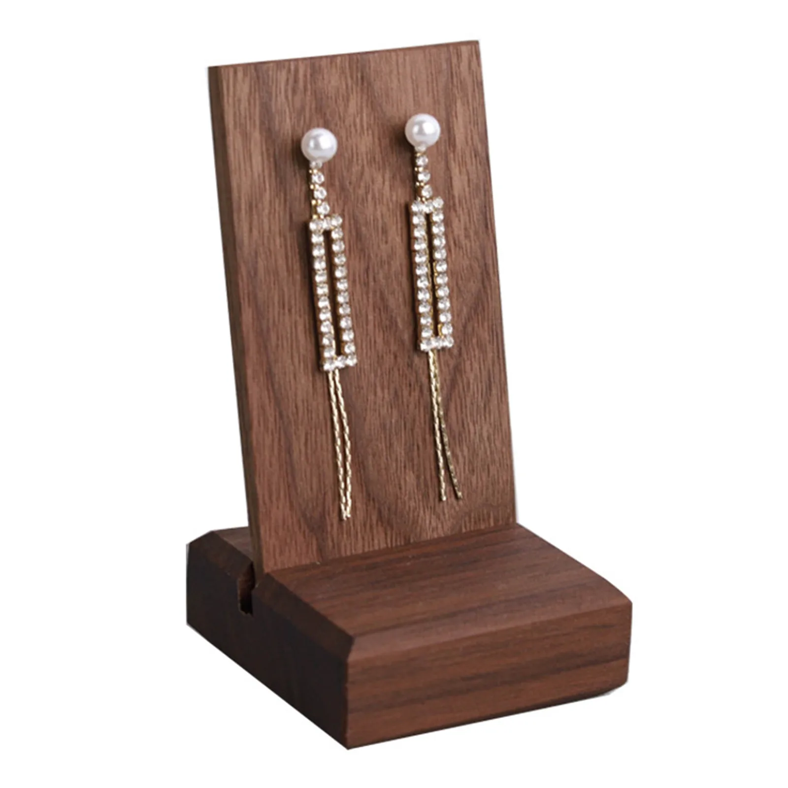 

Walnut Dark Brown Rectangular High-end Wood Earrings Display Stand Storage Photo Props Jewelry Display Stand 11x5.5cm, 1 Piece