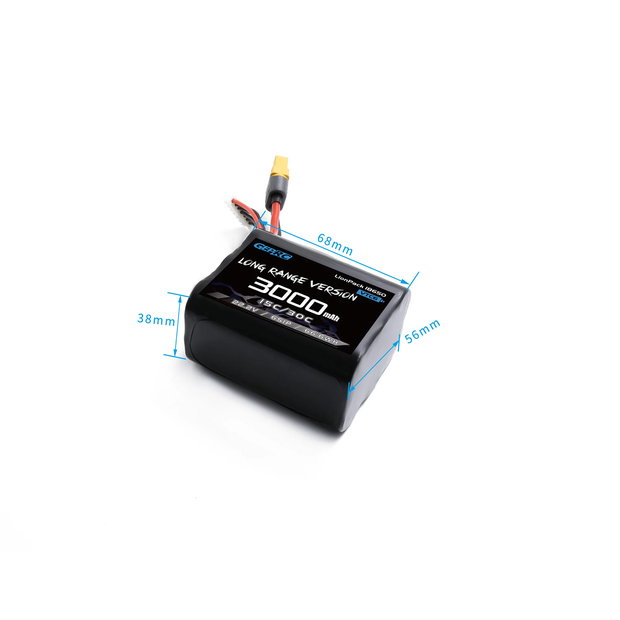 Gprc vtc6 18650 6s1p 3000mah baterias xt30 xt60 plug para rc fpv freestyle quadcopter zangão série acessórios peças