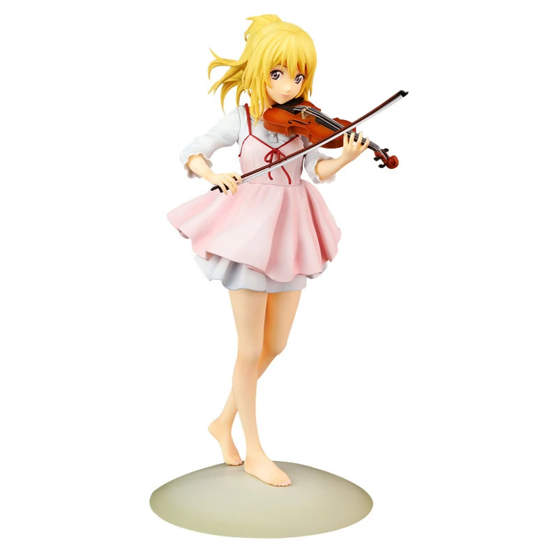 23cm Girl Miyazono Kaori Playing The Violin Cute Standing PVC Action Figure  Anime Your Lie in April Cartoon Doll Gift