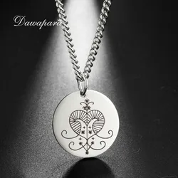 Dawapara Veve Erzulie Amulet Voodoo Talisman Pendants Necklace Goddess of Love and Desire Necklaces Stainless Steel Jewelry