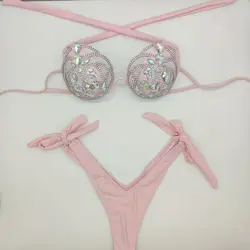 2020 venus vacation rhinestone diamond bikini set hollow out swimwear sexy bathing suit bling stones diamond beachwear biquini
