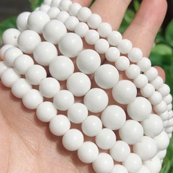 Natural Stone Beads Tridacna Stone White Round Beads For Jewelry Making 15.5