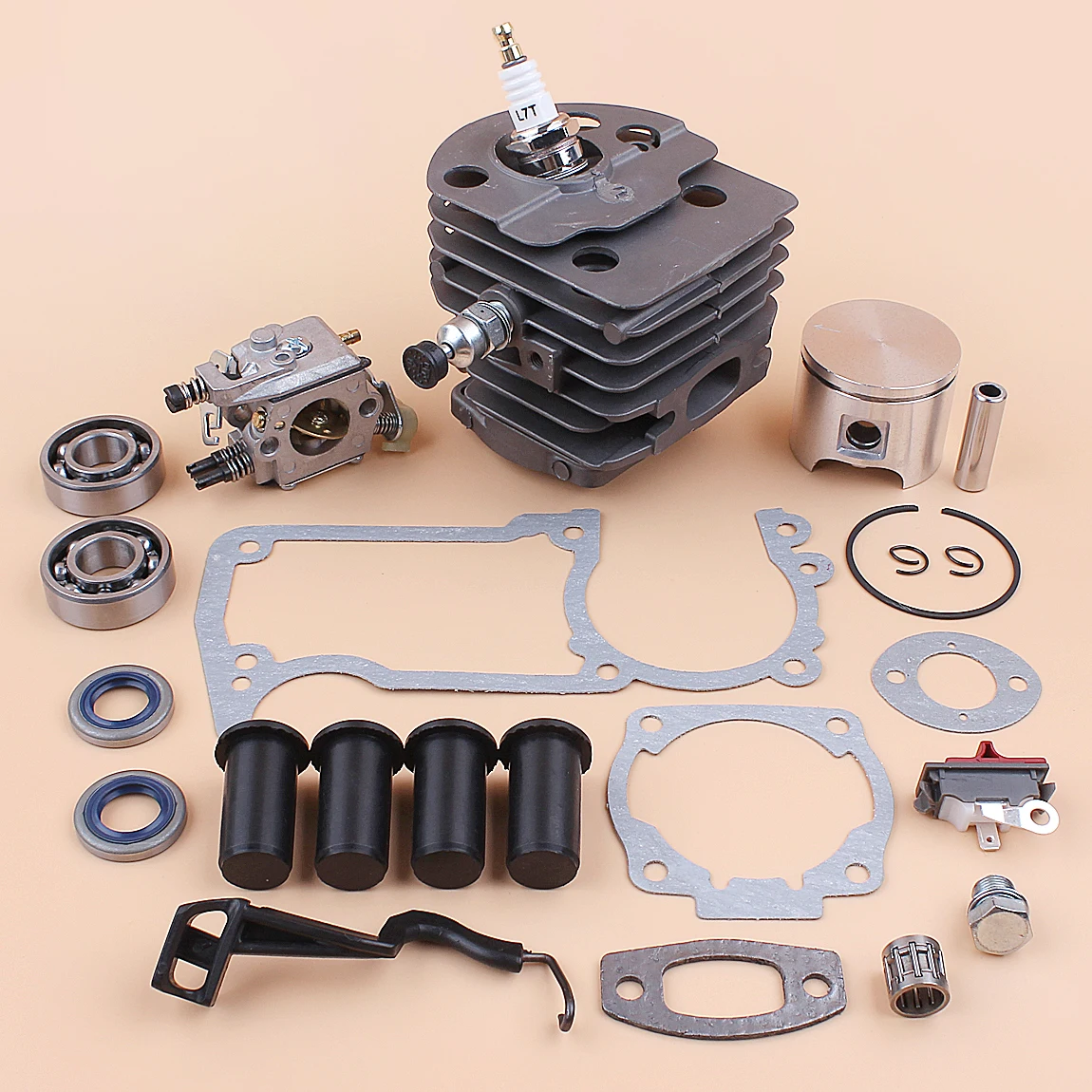 Carburador de pistón de cilindro de 46MM, Buffer AV, Kit de juntas de varilla de estrangulación para Husqvarna 55 51, Conector de valor de liberación de compresión