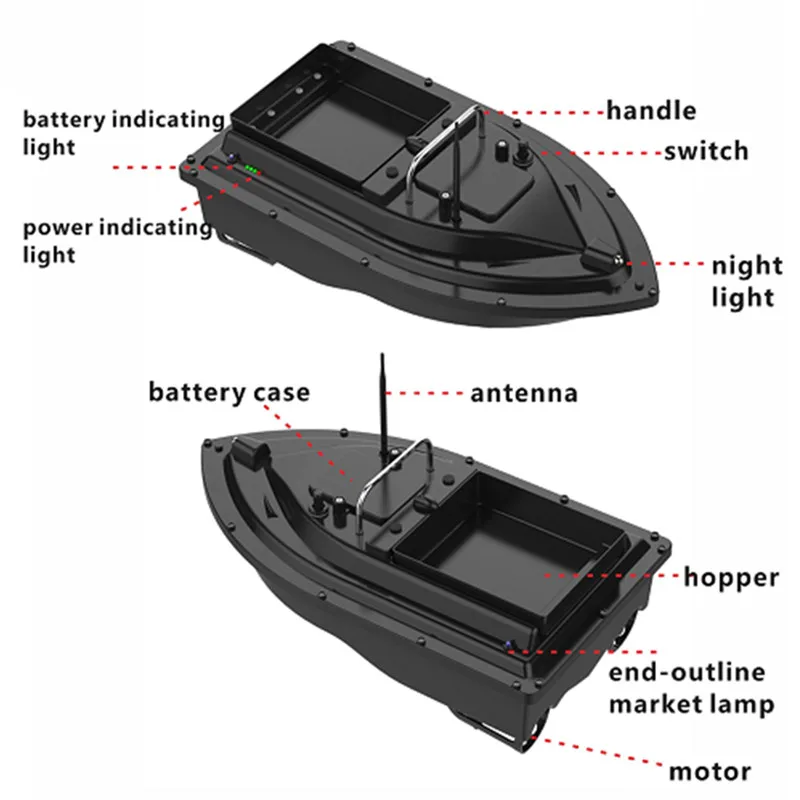 500M High-Speed Dual-Motor RC Bait Boat GPS Location Auto Return Fixed Speed Cruise 2KG Heavy Load Night Light RC Fishing Boat