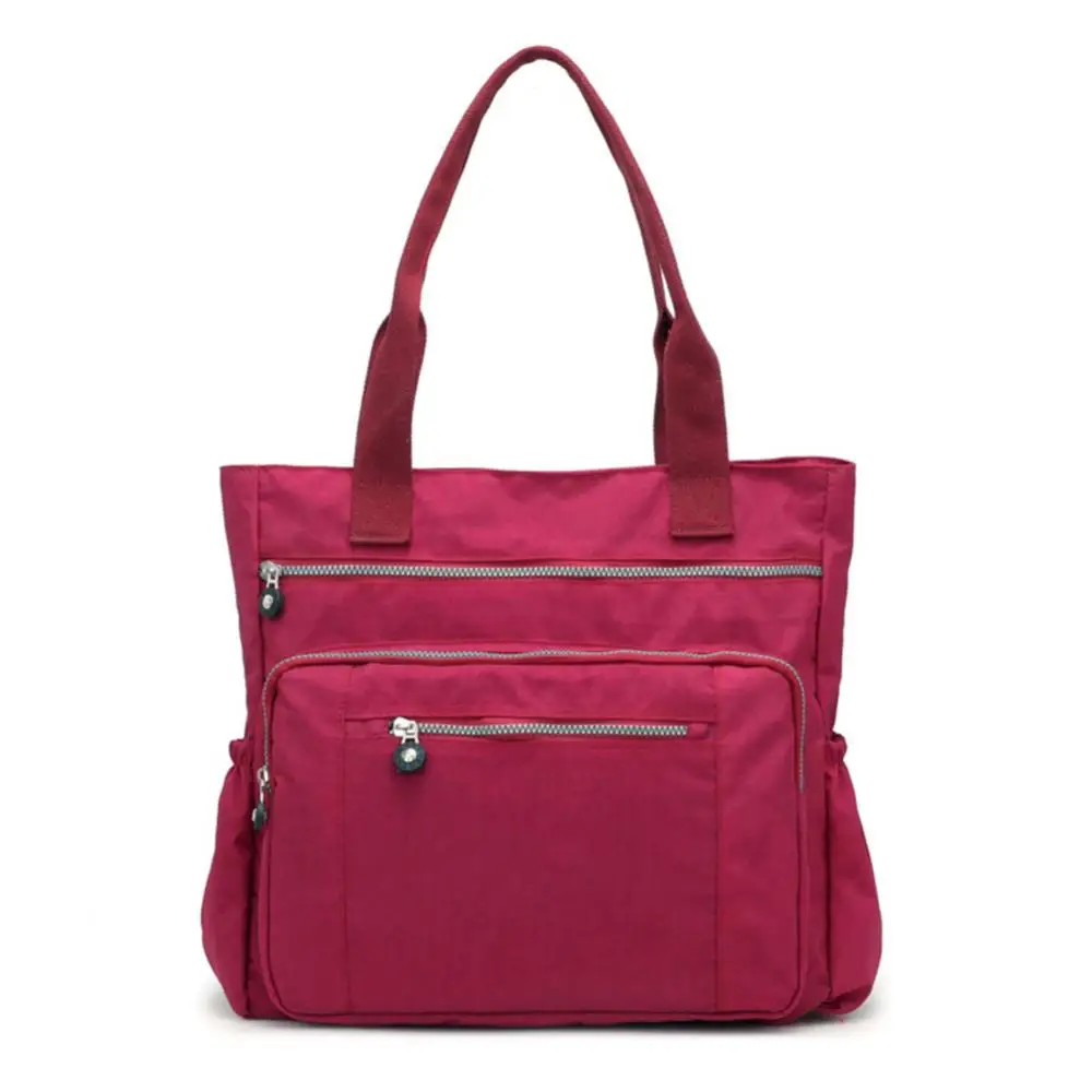 Bolso informal de nailon con cremallera y varios bolsillos para mujer, bolsa de almacenamiento para hombro