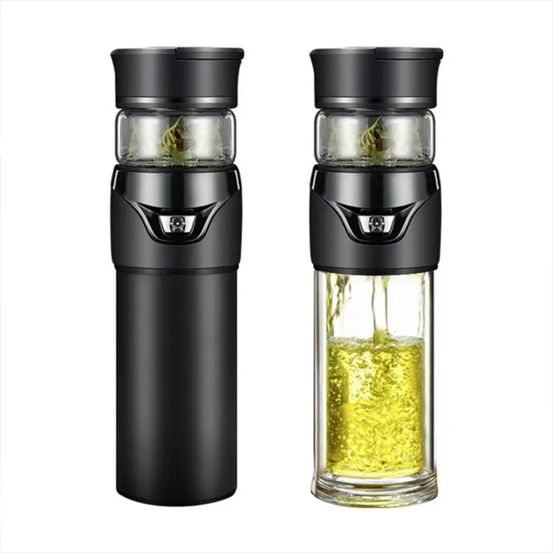 Tea Water Separation Thermos Bottle Stainless Steel Tea Strainer Thermos Infuser Tumbler Vacuum Flask With Tea Filter Two Cover