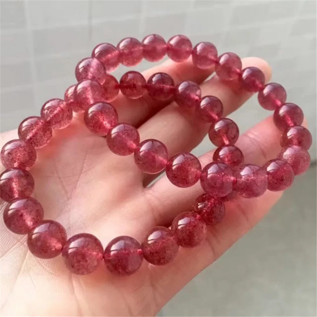 Natural Red Ice Strawberry Quartz Bracelet Jewelry For Woman Man Gift Crystal Round Beads Gemstone 8mm 9mm 10mm 11mm 12mm AAAAA