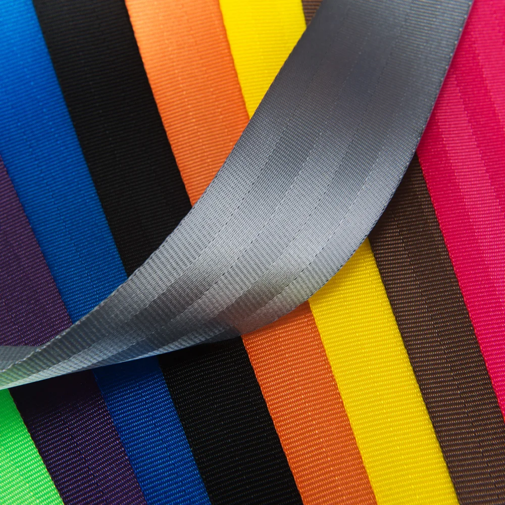 Colored car seat belt tapes, width 48mm (3.6 meters)