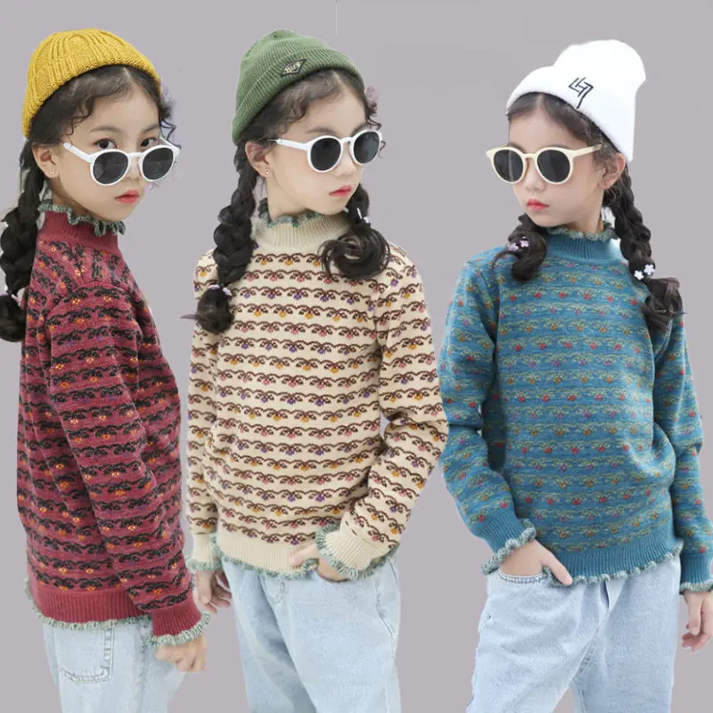 2021 Autumn Winter girls Pullover Sweater Kids  Knitting Sweater Children Soft Clothes girl Tops Outfit Clothing 2-14Y