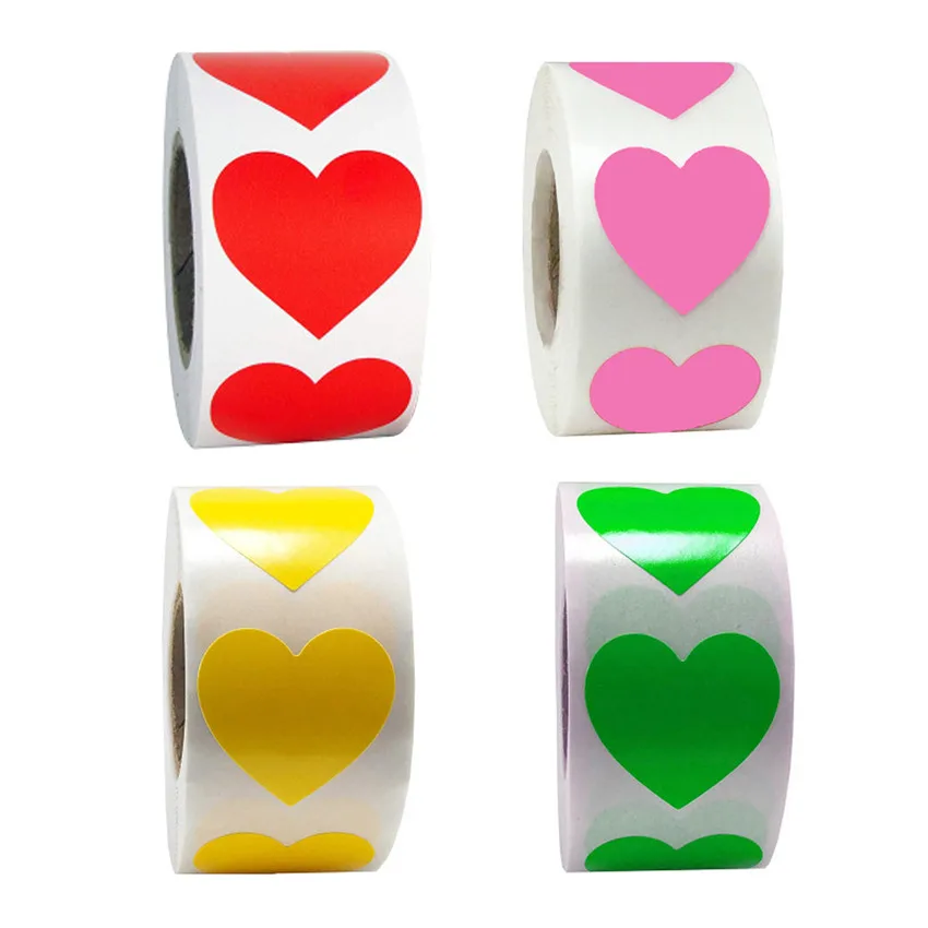 Chroma Heart shape Color Stickers Seal Labels 100-500pcs scrapbooking Valentine's Day wedding decoration stationery stickers