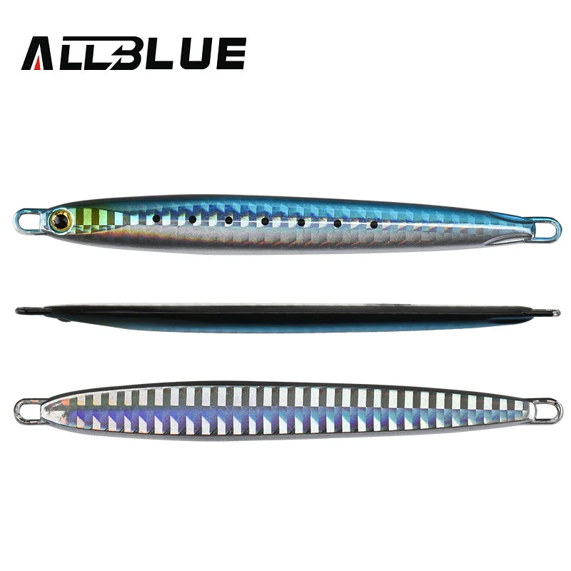 Allblue-isca de metal longo com colher, isca artificial para pesca no mar, 20/30/40/60g