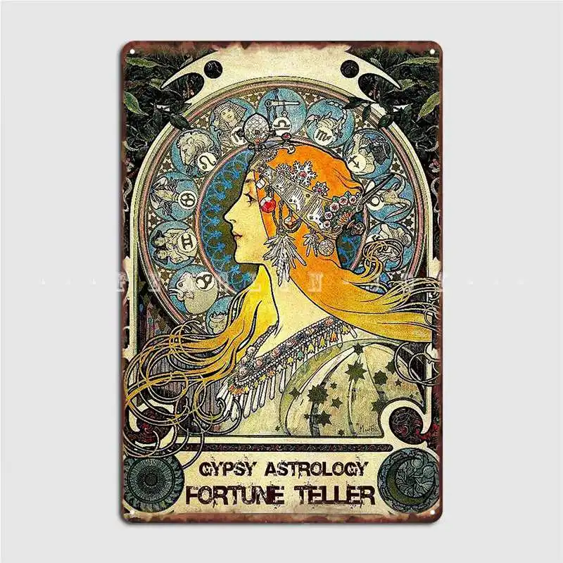 Gypsy Astrology;Vintage Fortune Teller Print Metal Plaque Poster Club Party Kitchen Custom Garage Decoration Tin Sign Poster