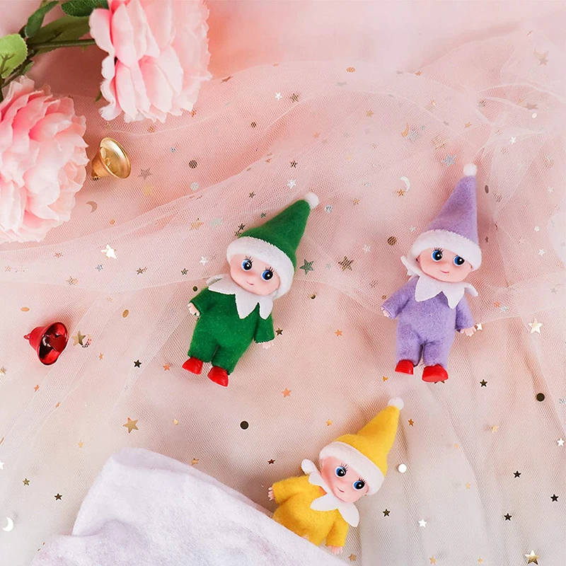 Mini Baby Elf  Tiny Dress Doll 1 PCS Set Dollhouse Holiday Shelf Accessories Christmas Gift Toy for Girl Boy Kid Child Adult