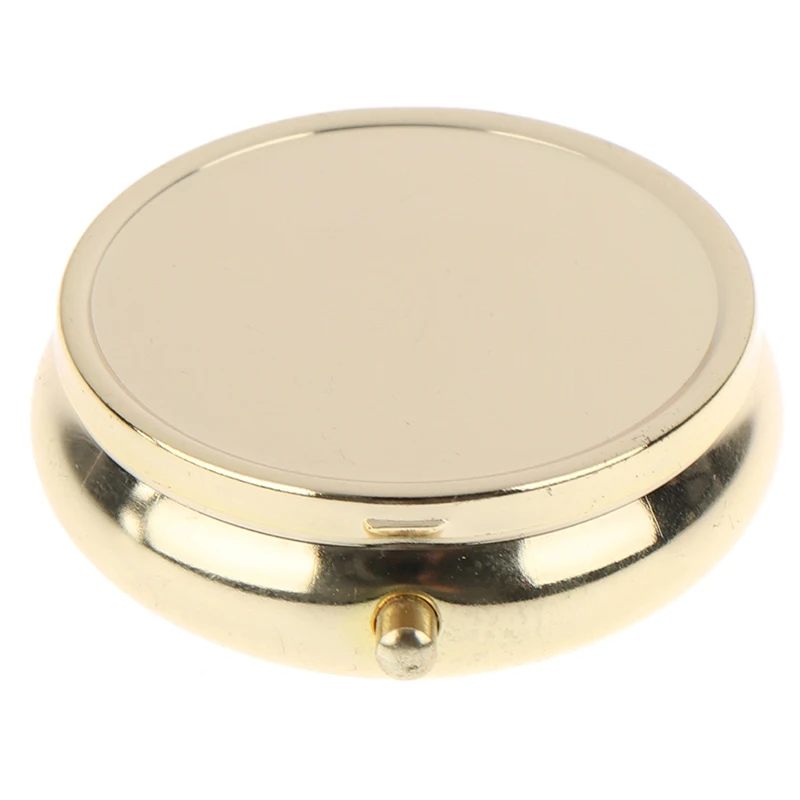 1PCS Gold Metal Round Pill boxes Medicine Organizer Container Medicine Case Pill Candy Box