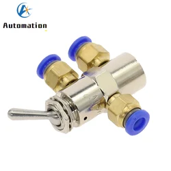 Cylindrical Air Pneumatic Mechanical Valve TAC2-4V Exhaust valve 2 Position 5 Way Self-locking Toggles switch w Fiittings
