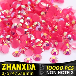 2-6mm Jelly Ab resina strass rosa posteriore piatta cristalli acrilici accessori per unghie fai da te pietre preziose allentate rotonde per gioielli eleganti