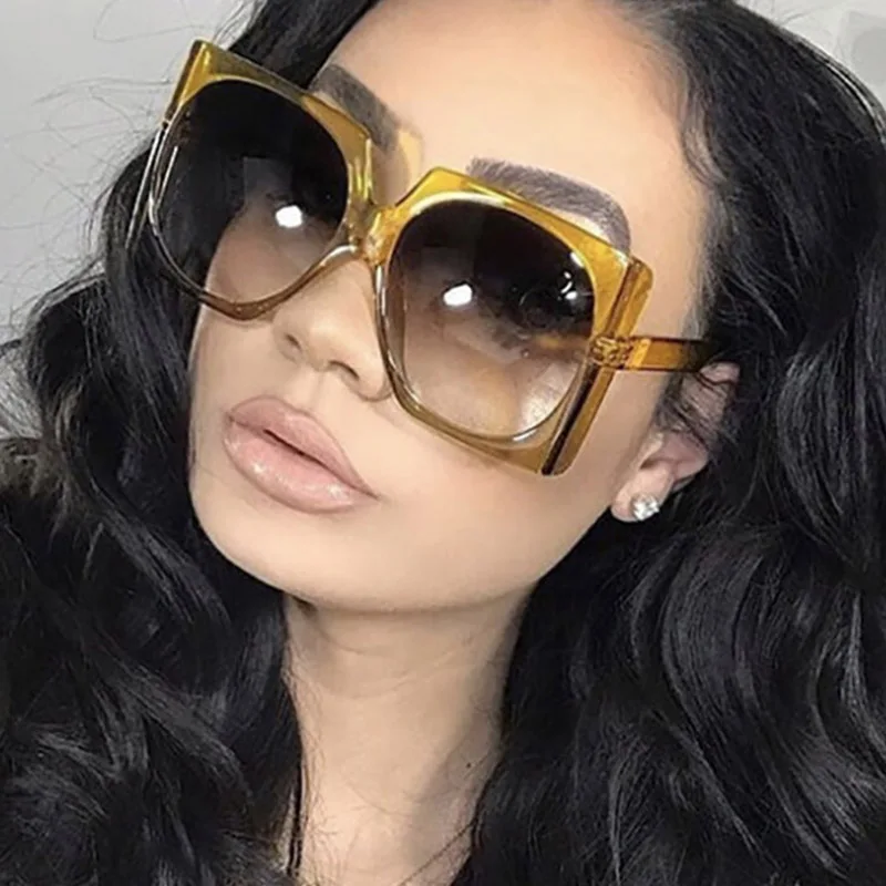 Retro Square Brand Designer Sunglasses Women Fashion Eye Glasses Oversized Luxury Glasses eyewear Oversized Sunglasses Woman