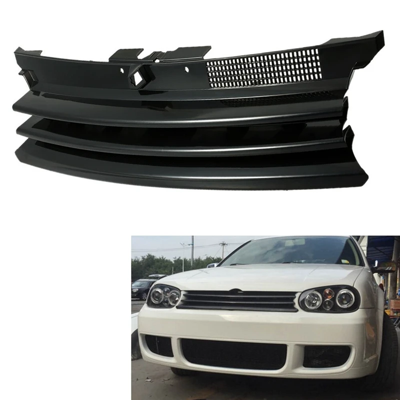 

Black Car Grill Front Hood Grille For-VW Volkswagen GOLF 4 MK4 GTI R32 1997-2004 1J0853655G