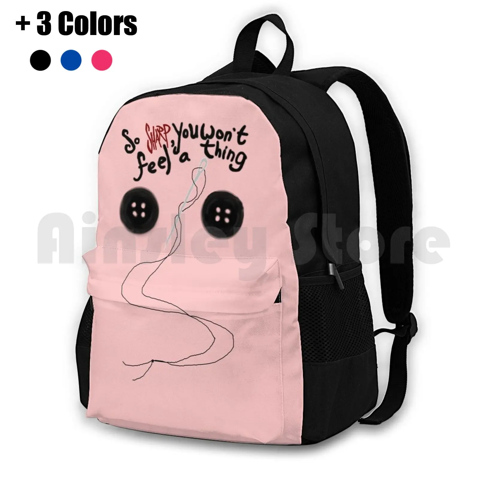 Sew The Buttons Outdoor Hiking Backpack Riding Climbing Sports Bag Coraline Tim Burton Henry Sellick Stop Motion Dakota Fanning